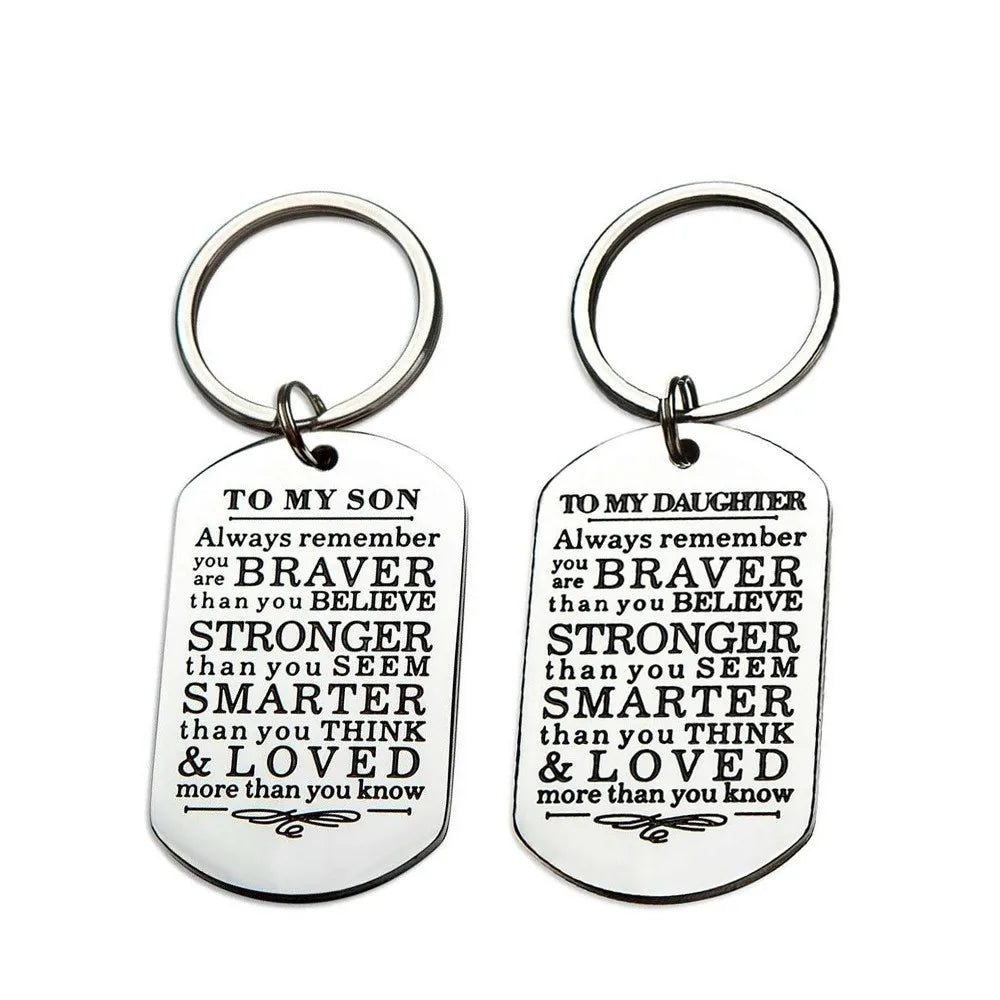 Keychain Gifts To My Son Daughter Always Remember You Are Braver Than You Believe Key Ring Family Gifts Jewelry From Dad Mom