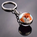 Double-Sided Fox Glass Ball Keychain