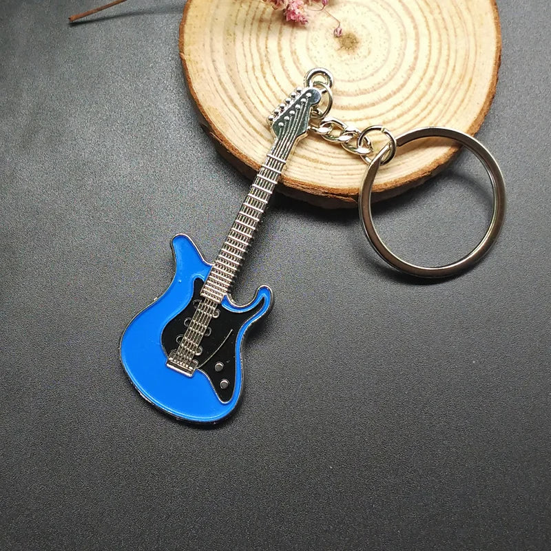 Silver-Plated Guitar Pendant Keychain