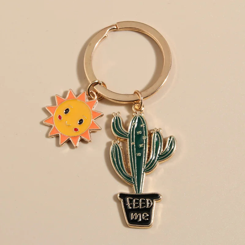 Desert Plant Keychain in Zinc Alloy