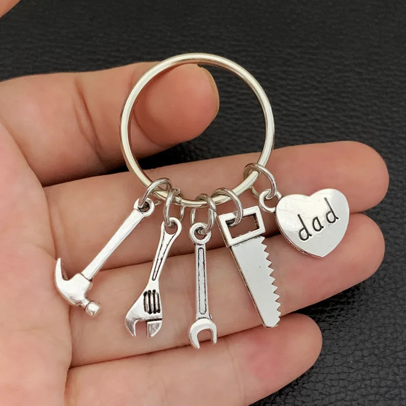 Dad Keychain with Miniature Tool Charms