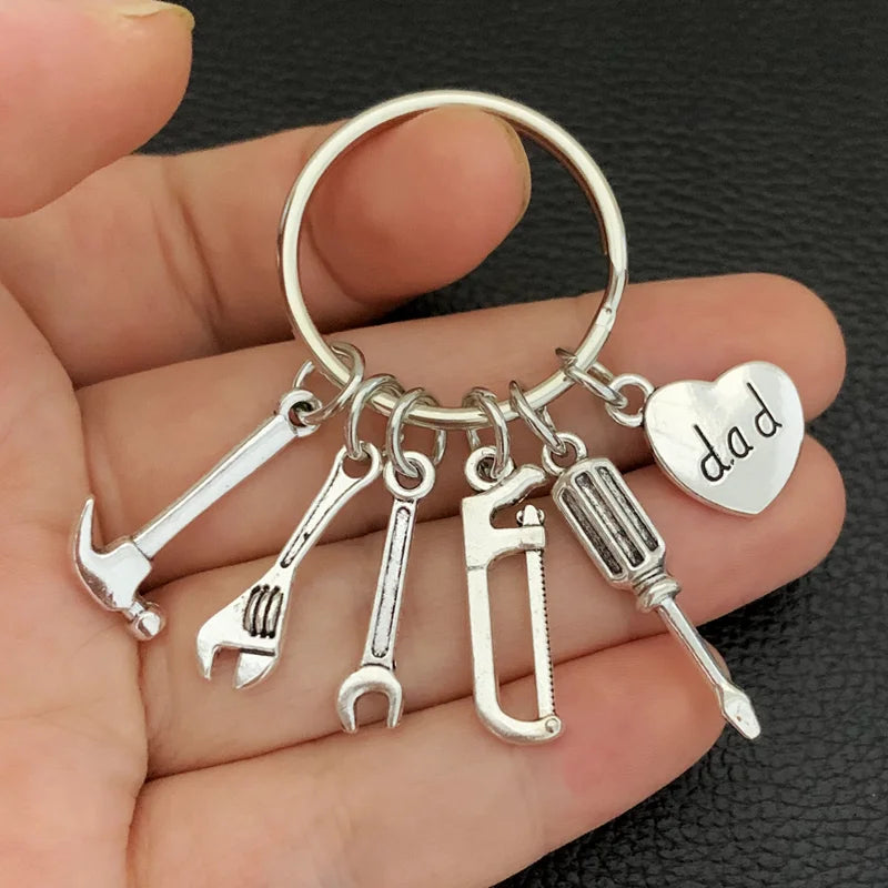 Dad Keychain with Miniature Tool Charms