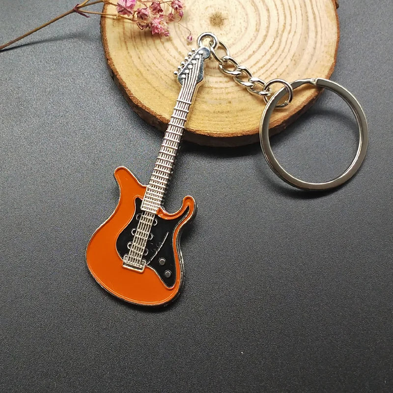 Silver-Plated Guitar Keychain