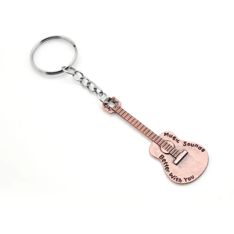 Vintage Guitar Keychain in Zinc Alloy