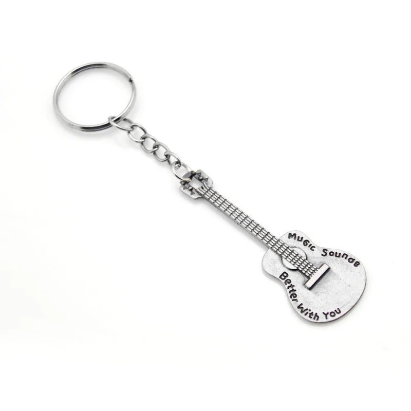 Vintage Guitar Keychain in Zinc Alloy