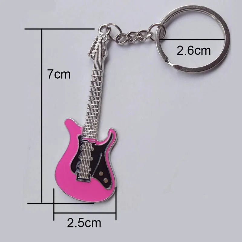 Silver-Plated Guitar Keychain
