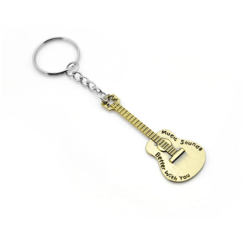 Vintage Guitar Keychain in Zinc Alloy
