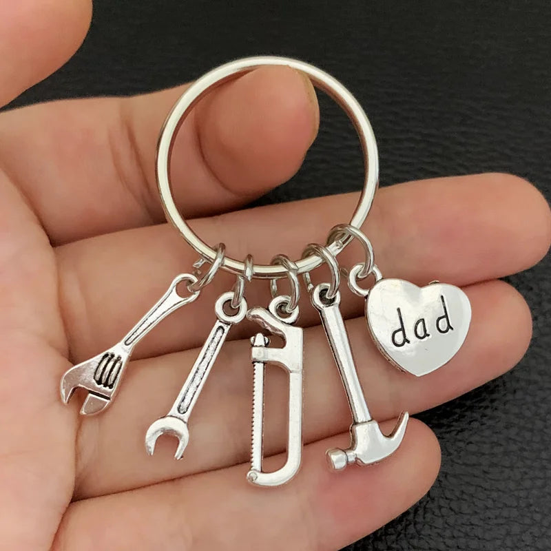 Dad Keychain with Miniature Tool Charms