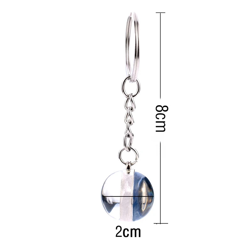 Double-Sided Fox Glass Ball Keychain