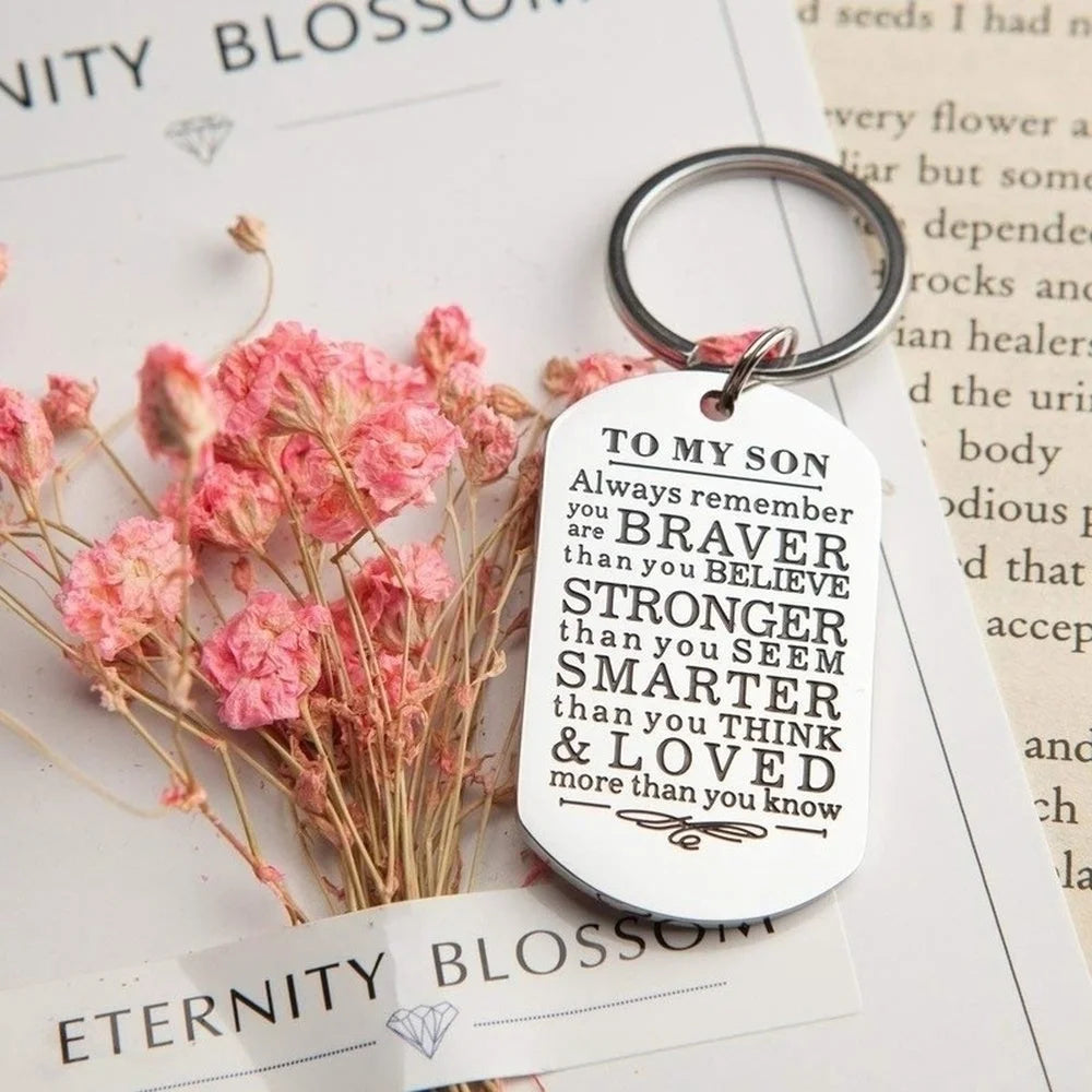 Keychain Gifts To My Son Daughter Always Remember You Are Braver Than You Believe Key Ring Family Gifts Jewelry From Dad Mom