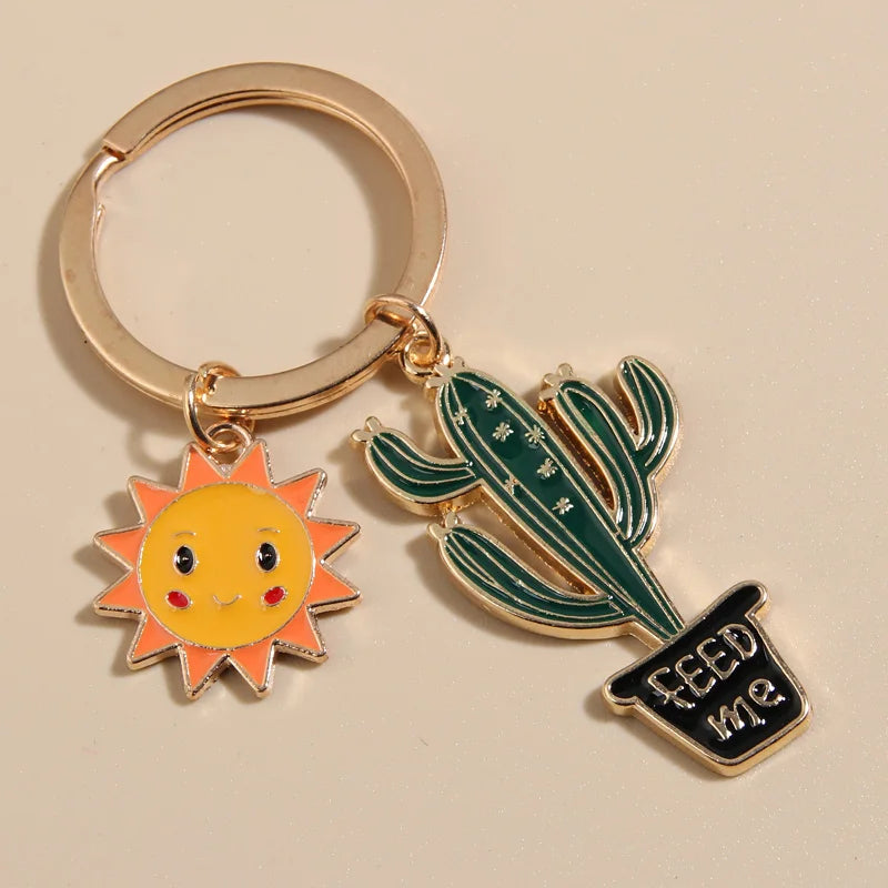 Desert Plant Keychain in Zinc Alloy