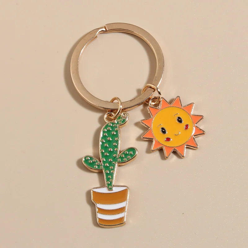 Desert Plant Keychain in Zinc Alloy