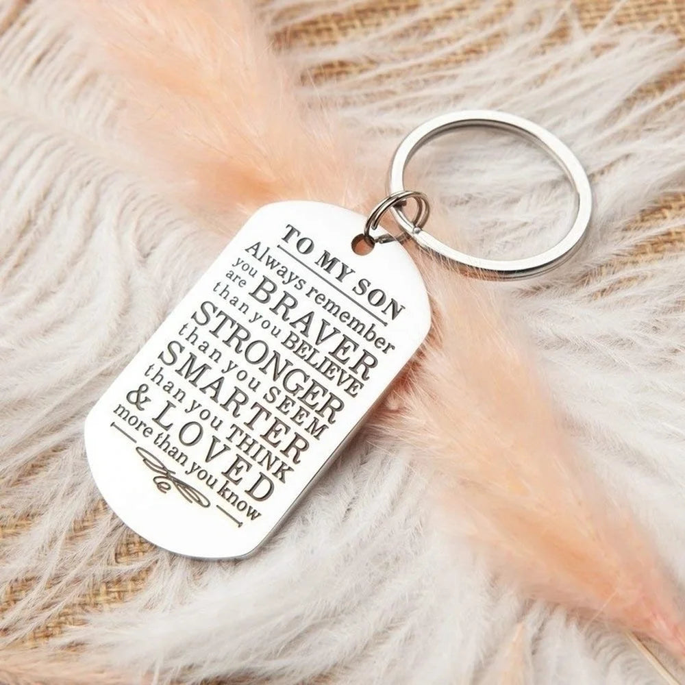 Keychain Gifts To My Son Daughter Always Remember You Are Braver Than You Believe Key Ring Family Gifts Jewelry From Dad Mom