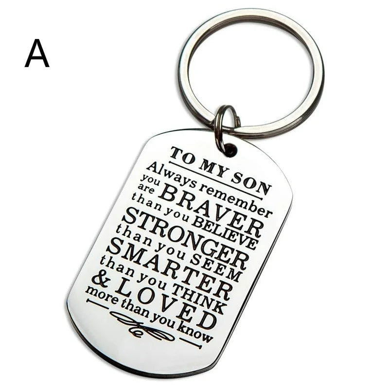 Keychain Gifts To My Son Daughter Always Remember You Are Braver Than You Believe Key Ring Family Gifts Jewelry From Dad Mom