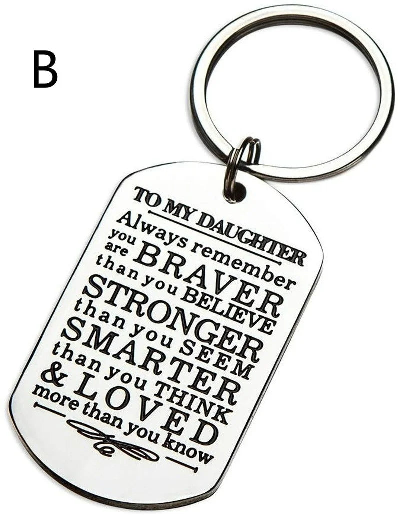 Keychain Gifts To My Son Daughter Always Remember You Are Braver Than You Believe Key Ring Family Gifts Jewelry From Dad Mom