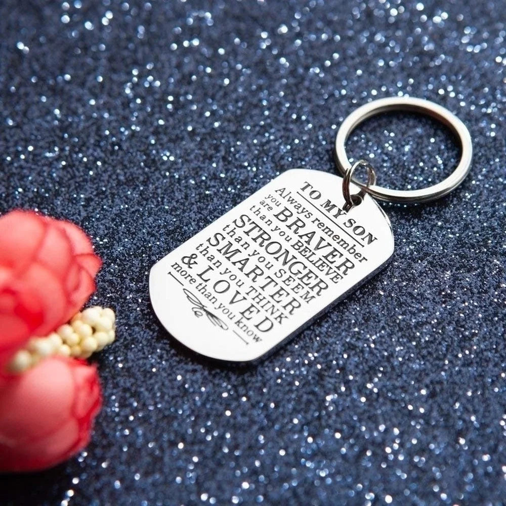 Keychain Gifts To My Son Daughter Always Remember You Are Braver Than You Believe Key Ring Family Gifts Jewelry From Dad Mom