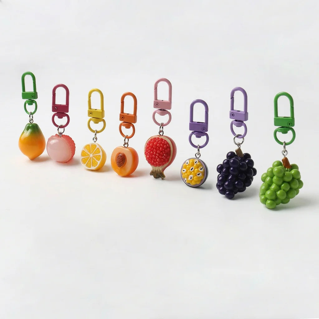 Realistic Fruit Charm Keychain with O-Ring Clasp