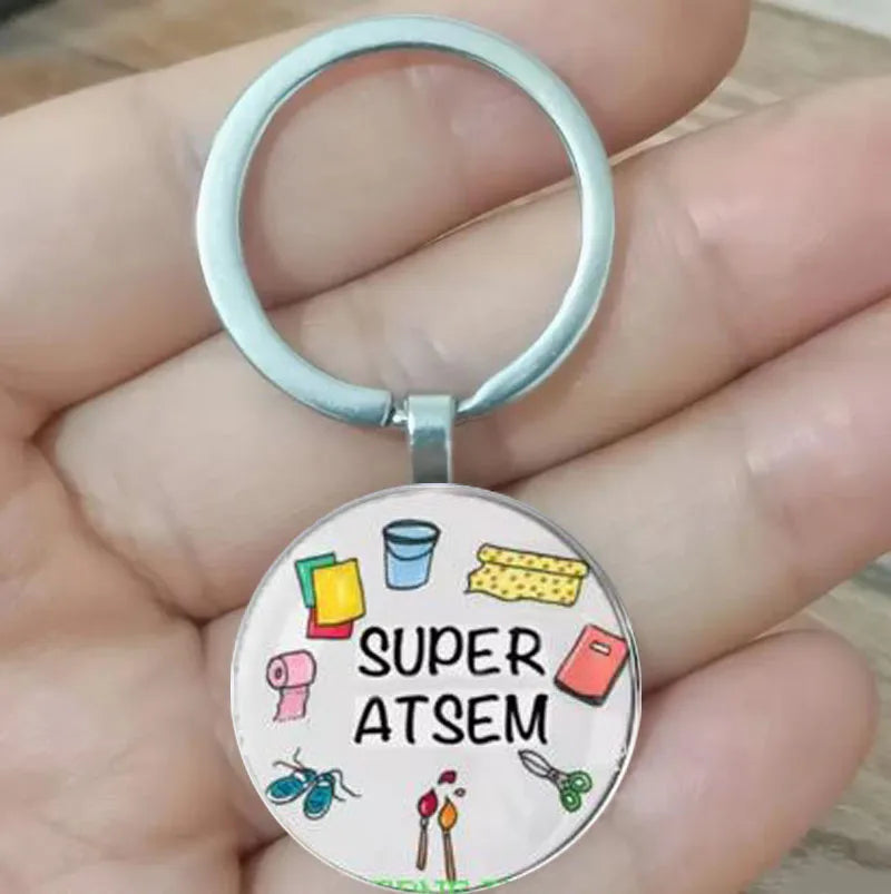 Teacher Appreciation Keychain in Silver Zinc Alloy
