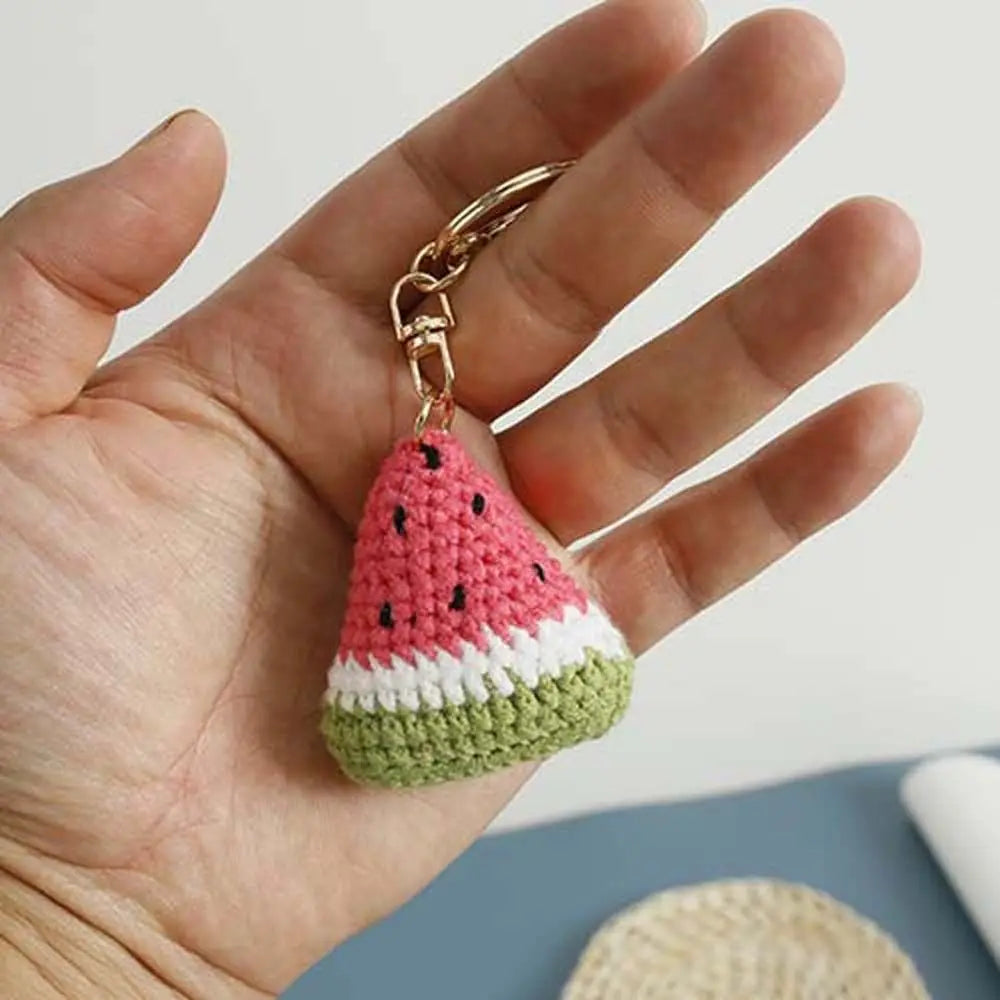 Knitted Watermelon Keychain with O-Ring Clasp