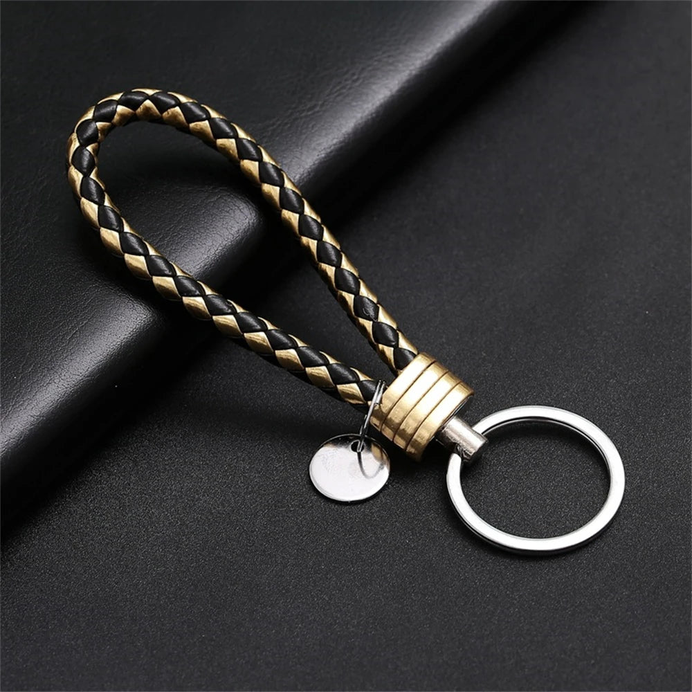 Braided PU Leather Keychain with O-Ring Buckle