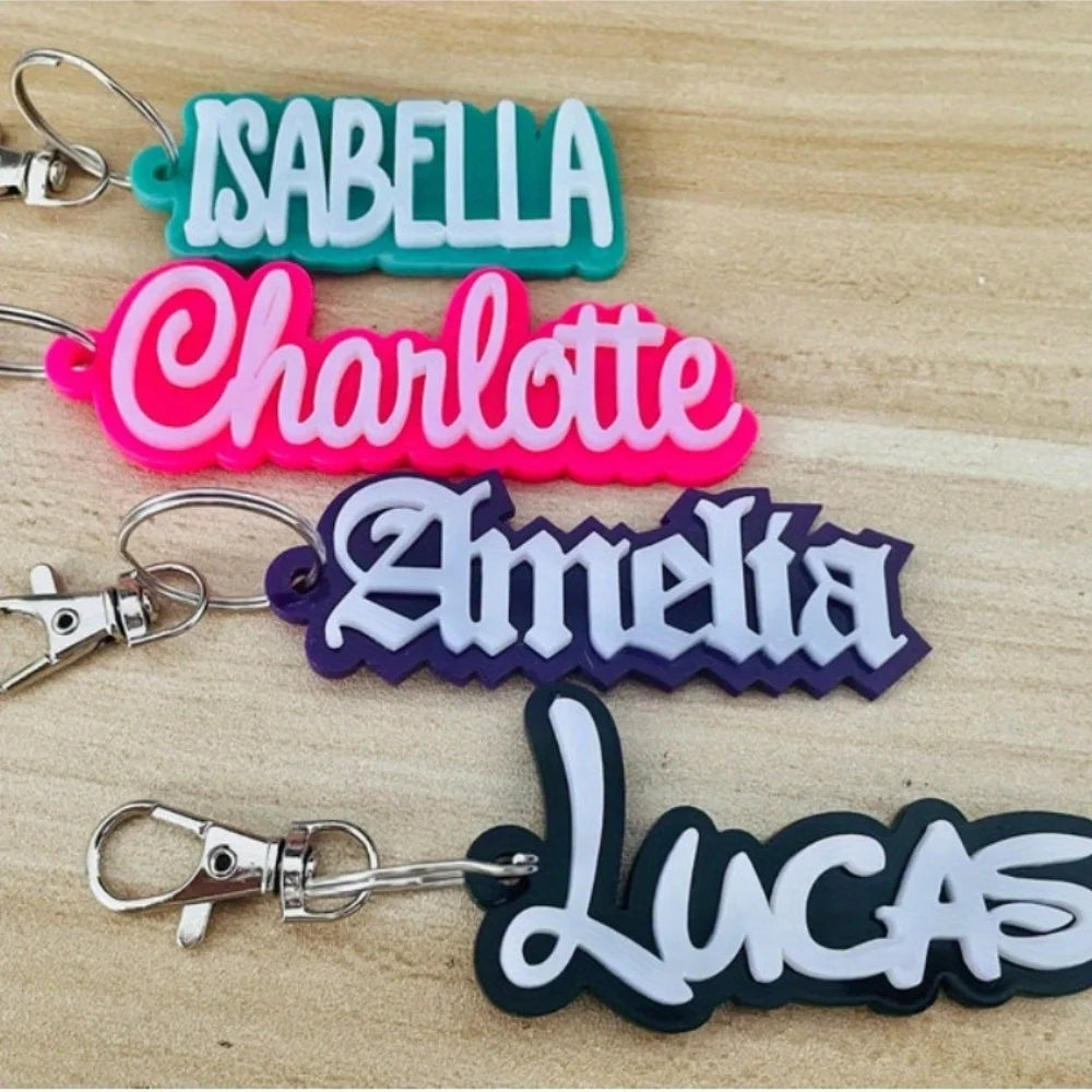 Custom Acrylic Name Keychain with Zinc Alloy Clasp
