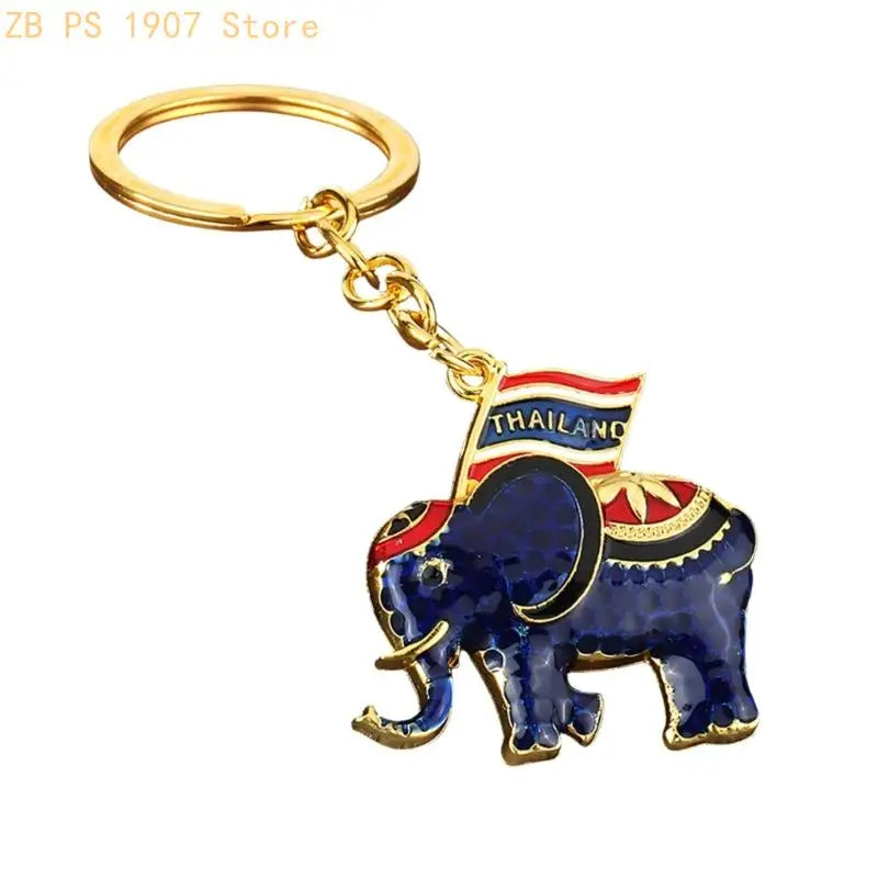 Elephant Charm Keychain with Gold-Tone Finish
