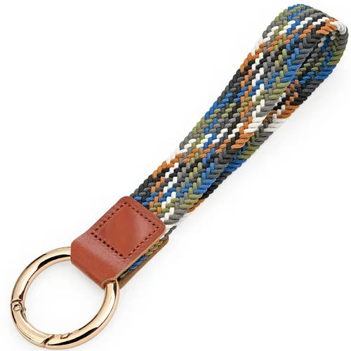Braided Elastic Wristlet Keychain with Split Ring