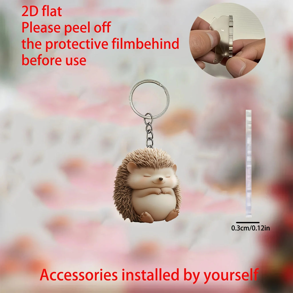 Flat Acrylic Hedgehog Keychain