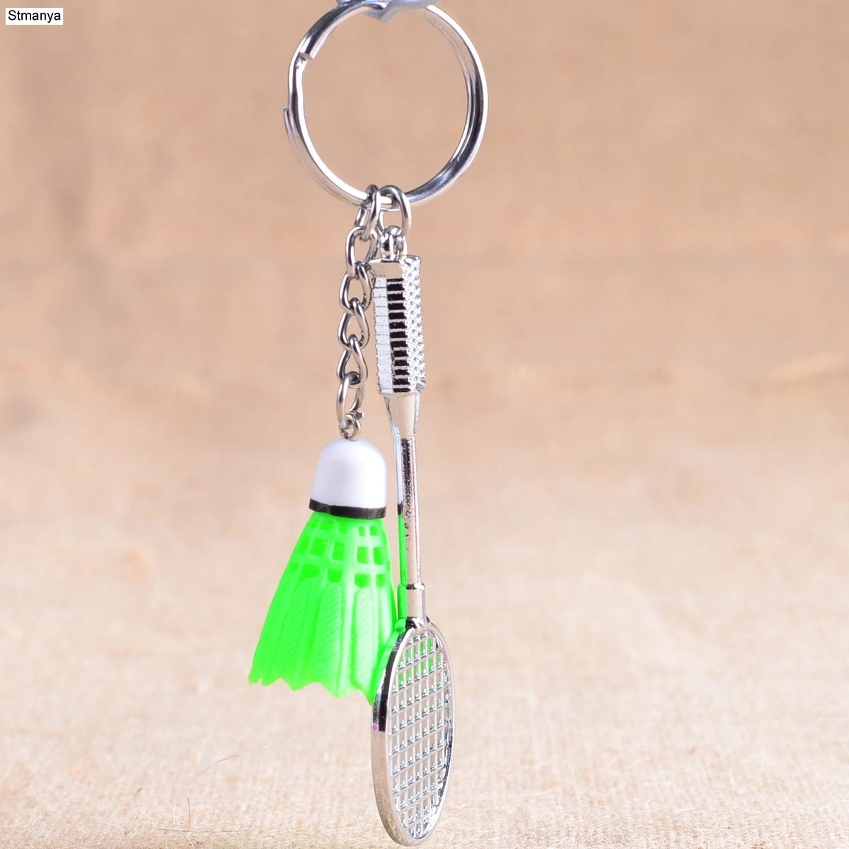 Badminton Keychain with Gold-Tone Clasp