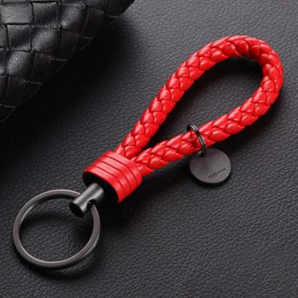 Braided PU Leather Keychain with O-Ring Buckle