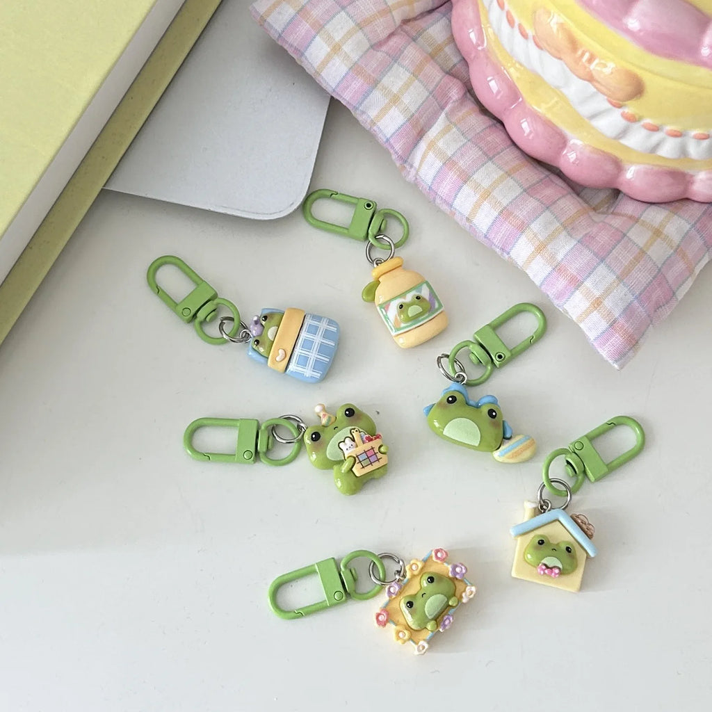 Cartoon Frog Keychain with Lobster Clasp
