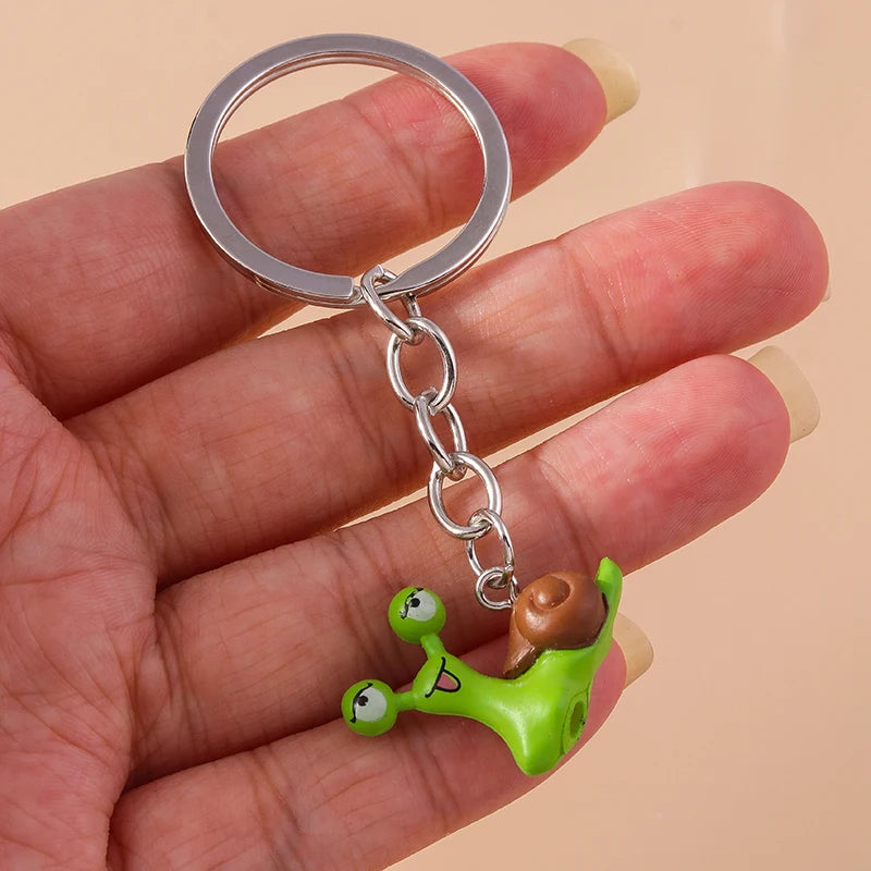 Silver-Plated Snail Keychain