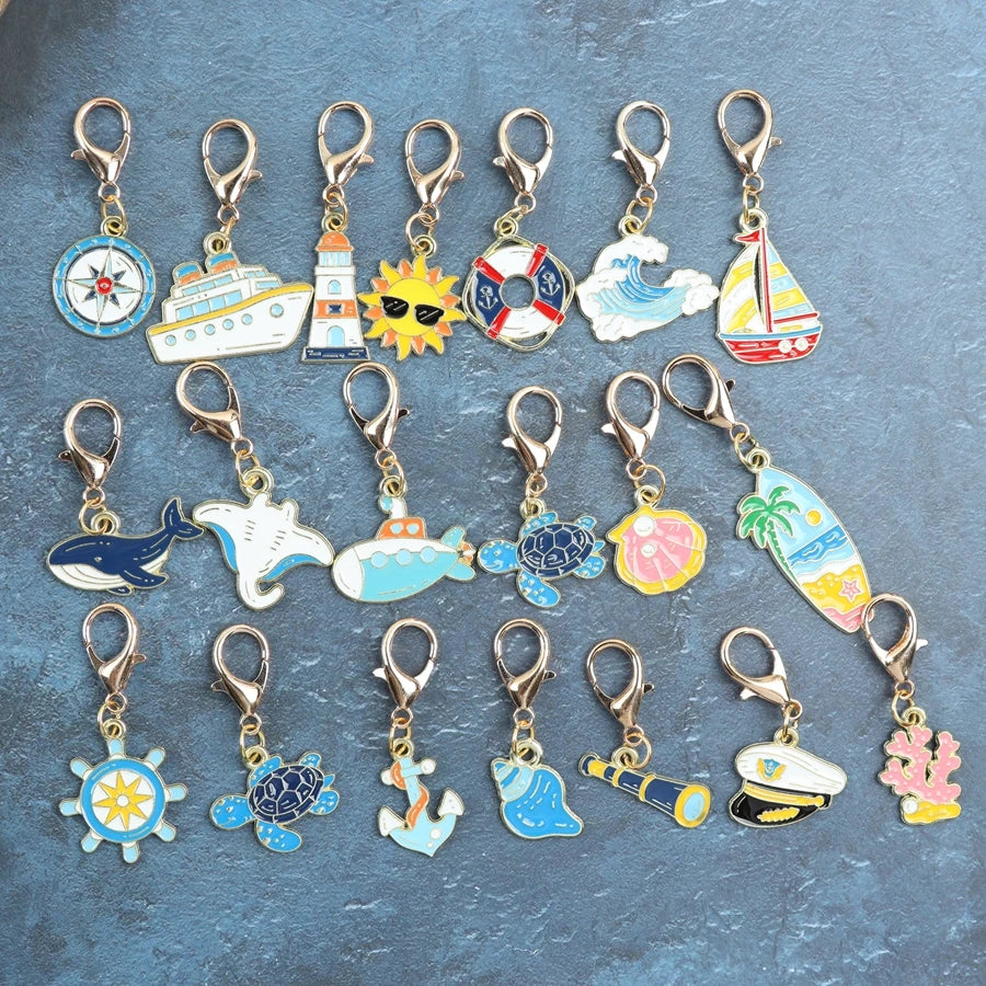 Ocean Enamel Keychain Charms (20-Piece Set)