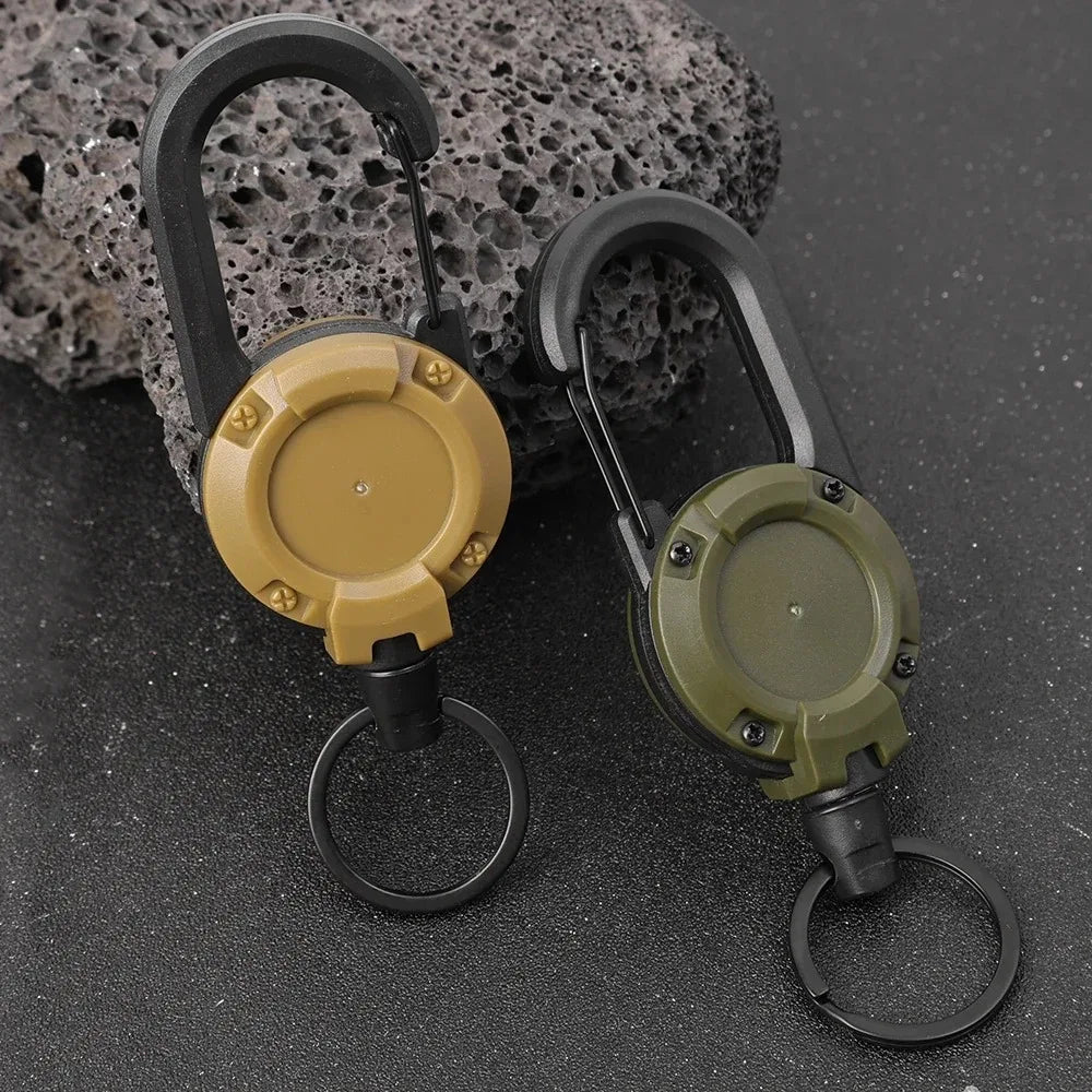 Retractable Keychain Carabiner with Steel Wire Cord
