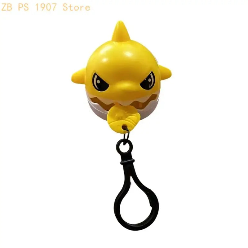 Cartoon Plastic Shark Keychain Charm with Pull String Feature, Hanging Clip Loop Accessory for Bags, Keys and Gift Giving 55KA