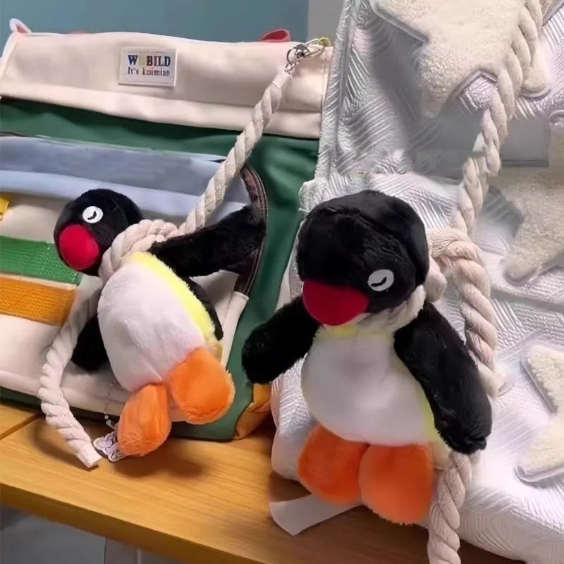 Penguin Plush Bag Charm with Twisted Rope Clip