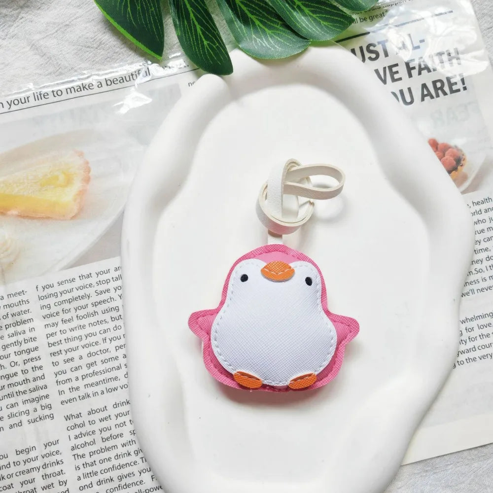 Penguin PU Leather Charm Keychain
