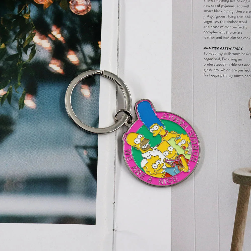 Round Cartoon Character Keychain in Zinc Alloy
