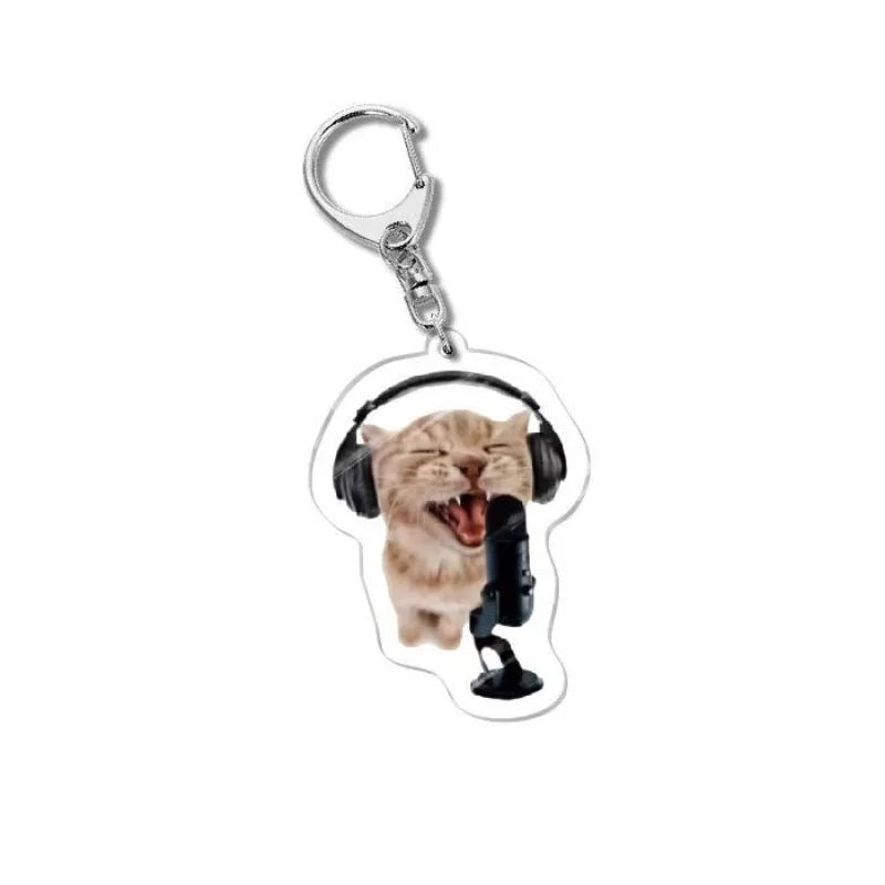 Cat Meme Acrylic Charm Keychain