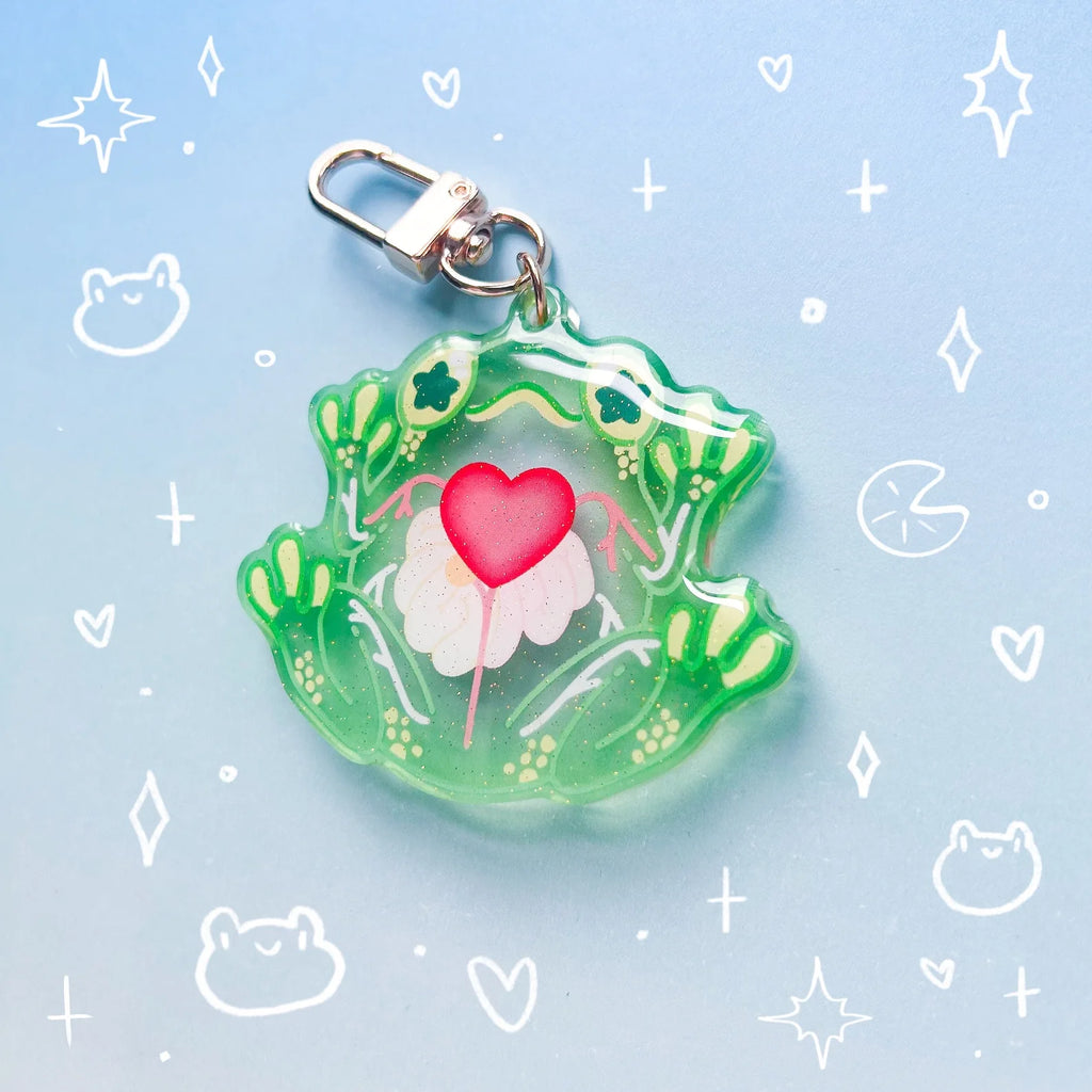 Green Frog Acrylic Charm Keychain