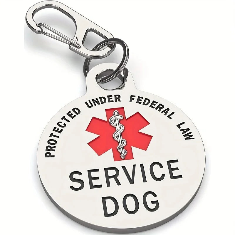 Double Snake Tag Medical Keychain Snake Staff Pendant SERVICE DOG Medical Logo Stainless Steel Movable Keychain Small Gift