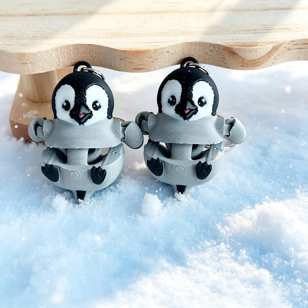 Articulated Penguin Keychain with Segmented Body