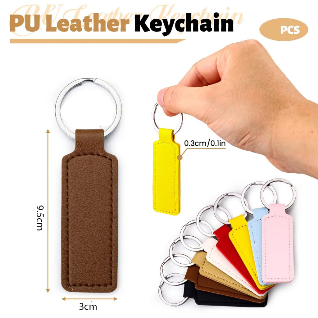 Double-Sided PU Leather Keychain Set, 10-Pack