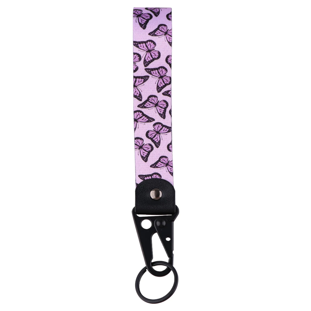 Butterfly Print Wrist Lanyard Keychain