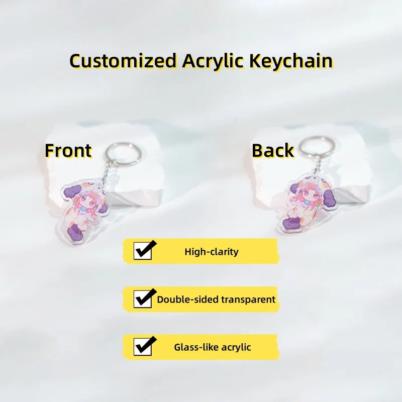 Clear Acrylic Anime Keychain with UV Coating