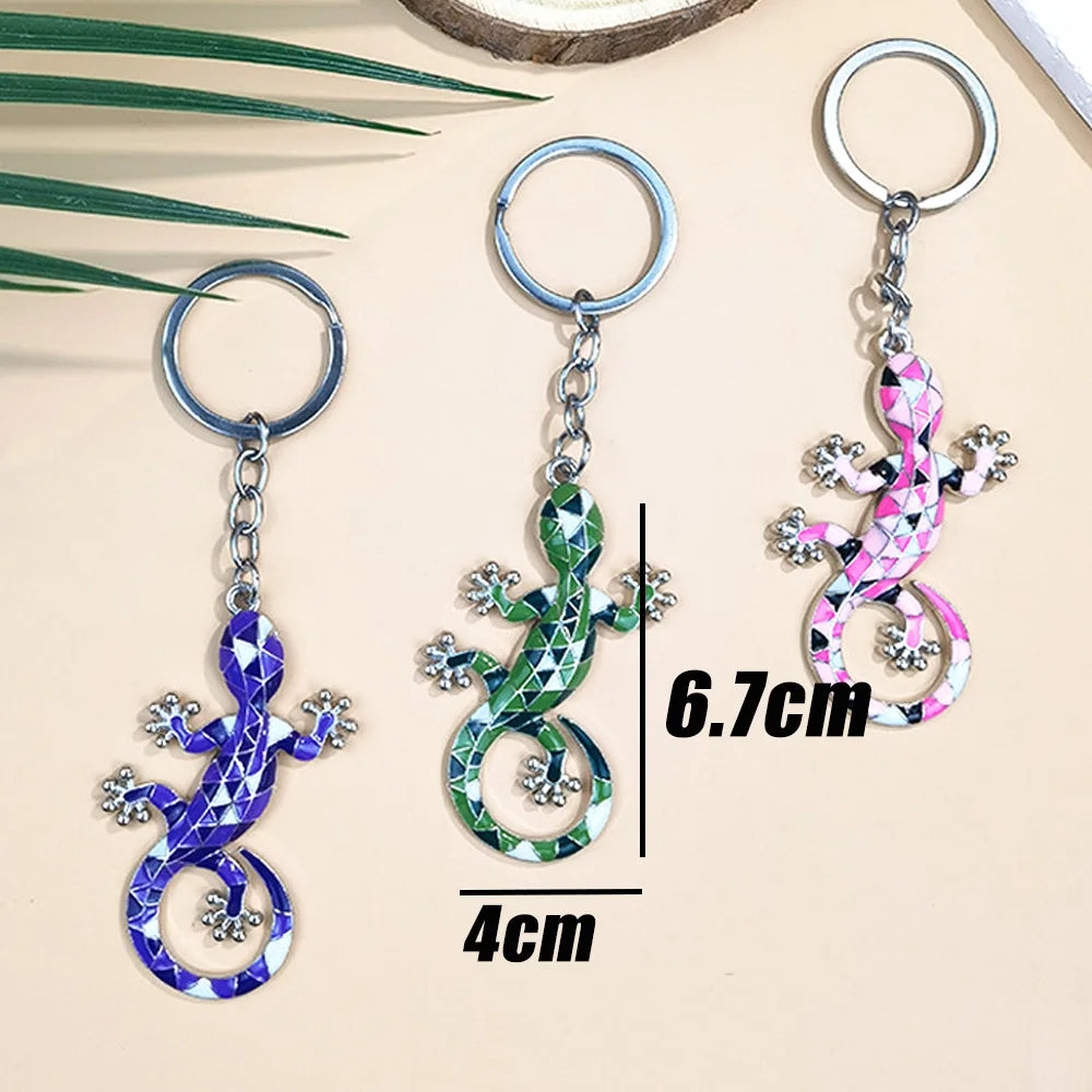 Enamel Gecko Lizard Keychain in Zinc Alloy