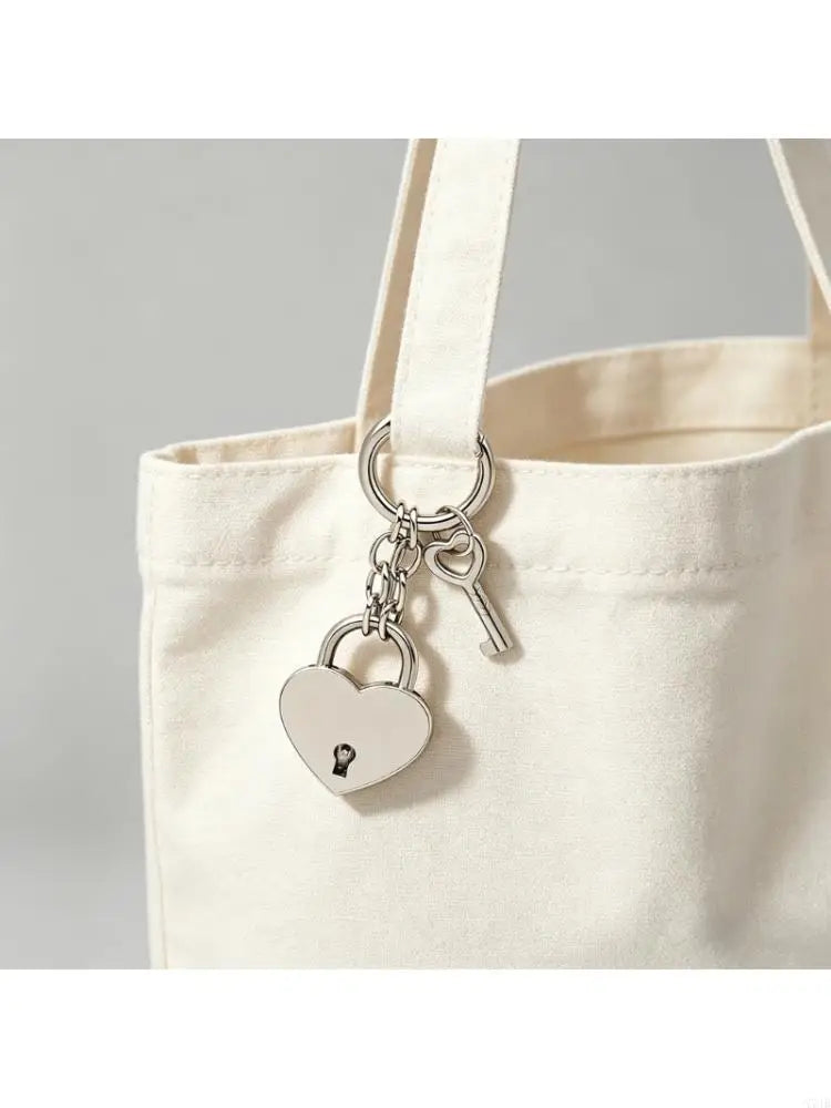 Heart Padlock Bag Charm with Working Key