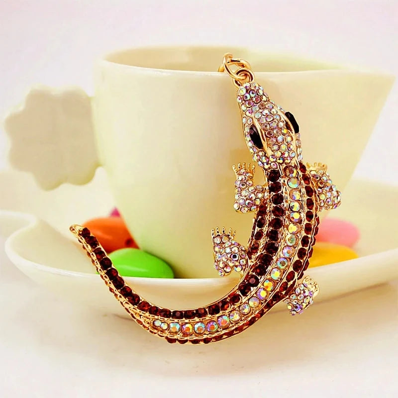 Crystal Rhinestone Lizard Bag Charm & Keychain