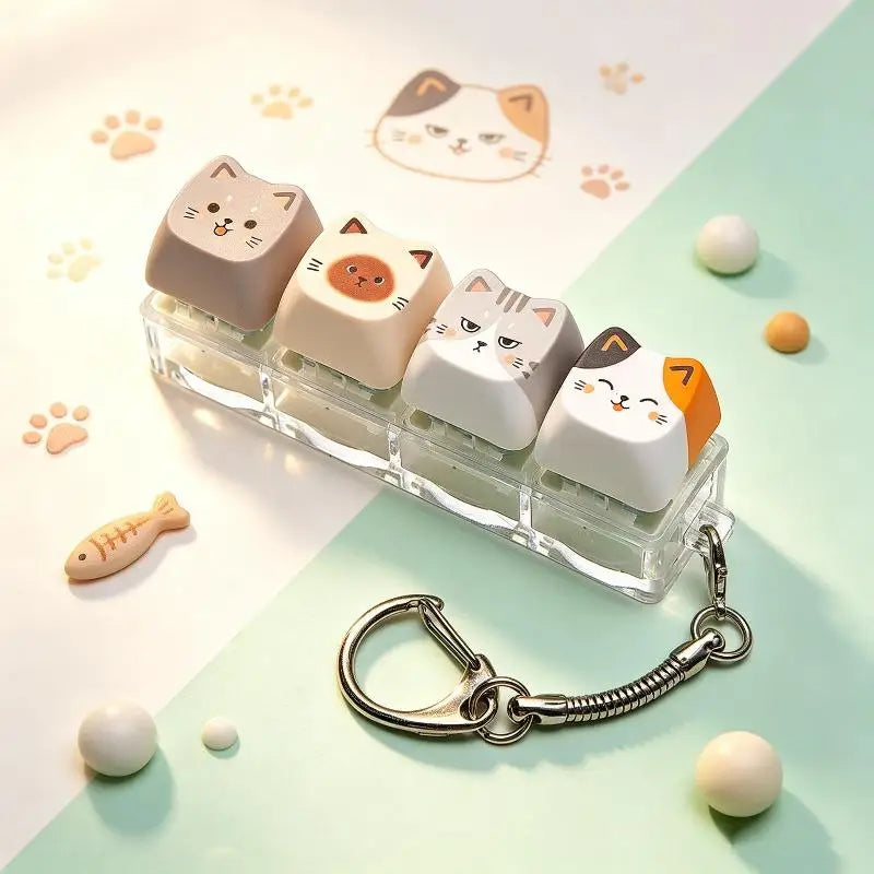 Cat 4-Key Keyboard Fidget Keychain