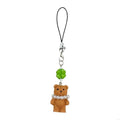 Bear Charm Keychain with Green Bead Accent